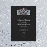 Sweet 16 Black Princess Crown Milestone Geburtstag Einladung<br><div class="desc">Passen Sie den gesamten Text an,  z. B. den Veranstaltungstitel. Passen Sie die Farbe der Hintergrundfarbe an; das Kronenbild und das Foto sind optional.</div>