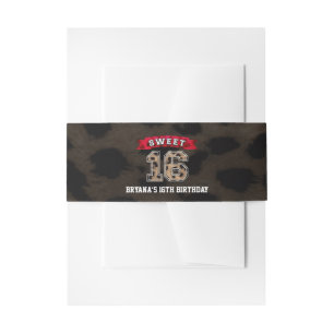 Sweet 16 Black & Red Leopard Print Sports Party Einladungsbanderole