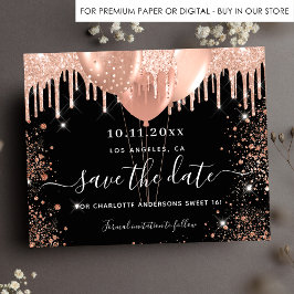 Sweet 16 Black Rose Gold Haushalt Save the Date Flyer