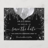 Sweet 16 Black-Silber-Haushalt Save the Date Flyer (Vorne)