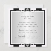 Sweet 16 Black & White Stripes Silver Jewel Party Einladung (Rückseite)