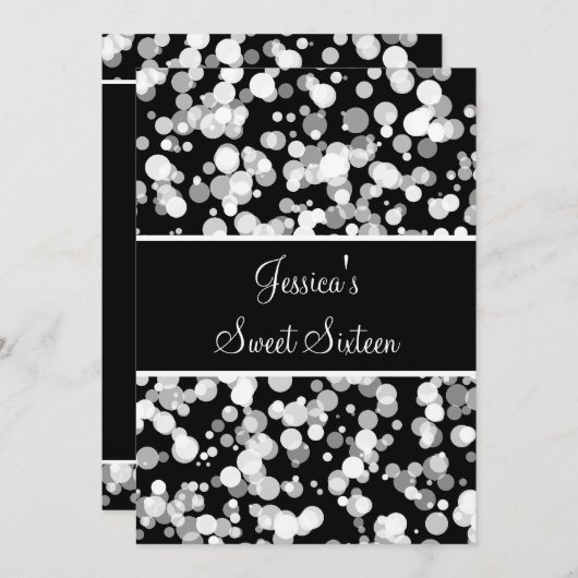 Sweet 16 Blasen Grau Schwarz & Weiß Einladung (Vorne/Hinten)