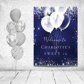 Sweet 16 blau-blaue Luftballons willkommen Poster
