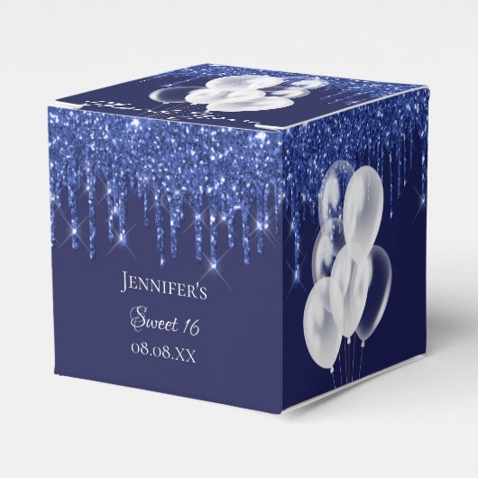 Sweet 16 blau blauen Ballons danke Geschenkschachtel (Vorderseite)