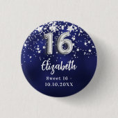 Sweet 16 blaue Sterne Button (Vorderseite)