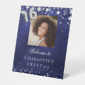 Sweet 16 blaue Sterne Foto Party Empfang Sockelschild (Vorderseite)