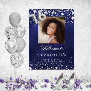 Sweet 16 blaue Sterne Foto willkommen Poster