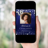 Sweet 16 blaue Sterne Foto willkommen Poster