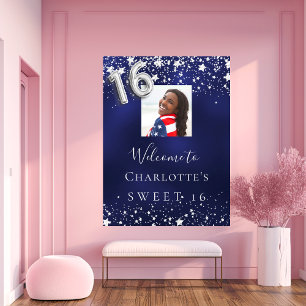 Sweet 16 blaue Sterne Foto willkommen Poster
