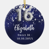 Sweet 16 blaue Sterne Keramik Ornament (Vorne)