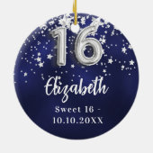 Sweet 16 blaue Sterne Keramik Ornament (Hinten)