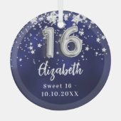 Sweet 16 blaue Sterne Ornament Aus Glas (Vorderseite)
