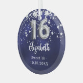 Sweet 16 blaue Sterne Ornament Aus Glas (Vorderseite links)
