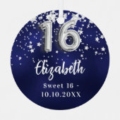 Sweet 16 blaue Sterne Ornament Aus Metall (Vorderseite)