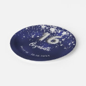 Sweet 16 blaue Sterne Pappteller (Schrägansicht)