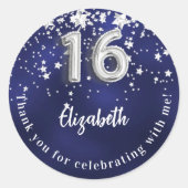 Sweet 16 blaue Sterne Runder Aufkleber (Vorderseite)