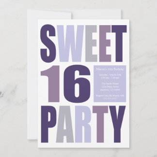 Sweet 16 Block Letter Birthday Party Einladungen