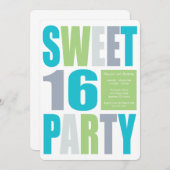 Sweet 16 Block Letter Birthday Party Einladungen (Vorne/Hinten)