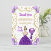 Sweet 16 Blonde Princess Purple Happy Birthday Dankeskarte (Stehend Vorderseite)