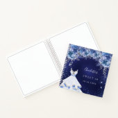 Sweet 16 blue Glitzer Kleid Blumengarten Notizblock (Innenseite)