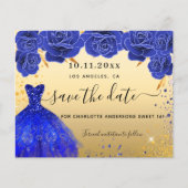 Sweet 16 blue gold dress budget Save the Date (Vorderseite)