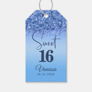 Sweet 16 Blue Imitats Glitzer Girly Birthday Gesch Geschenkanhänger