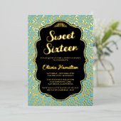 Sweet 16 Blue Leopard Foil Einladung (Stehend vorne)