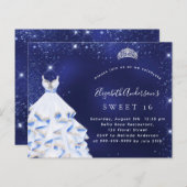 Sweet 16 blue silber Kleid Einladung (Vorne/Hinten)