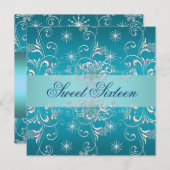 Sweet 16 Blue Snow Birthday Einladung (Vorne/Hinten)