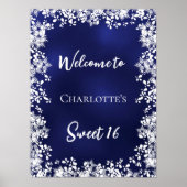 Sweet 16 blue snowflakes welcome poster (Vorne)