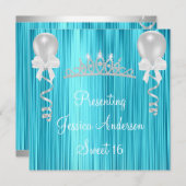 Sweet 16 Blue White Silver Jewel Tiara Formal Einladung (Vorne/Hinten)