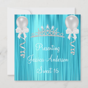 Sweet 16 Blue White Silver Jewel Tiara Formal Einladung