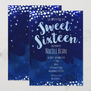 Sweet 16 Blue Winter Wonderland Starry Einladungen