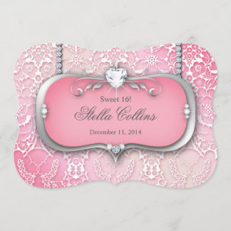 Sweet 16 Blume Damask Geburtstagsparty Quinceanera Einladung