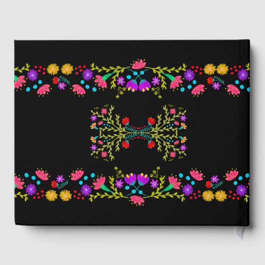 Sweet 16 Blume in Blütenrosa und schwarz in Mexiko Gästebuch (Rückseite)