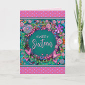 Sweet 16 Blumenrosa Girly Hübsches Alter Karte (Vorderseite)
