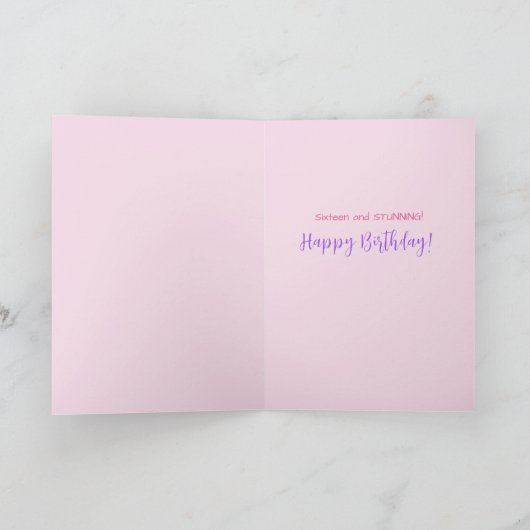 Sweet 16 Blumenrosa Girly Hübsches Alter Karte (Innenseite)
