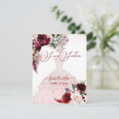 Sweet 16 Blush Burgund Wasserfarbe Blume Einladung (Stehend Vorderseite)