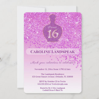 Sweet 16 Blush Duft Rosa Glitterband Einladung