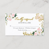 Sweet 16 Blush Floral Butterfly UAWG Umschließung Visitenkarte (Vorderseite)