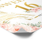 Sweet 16 Blush Floral Paris Eiffel Champagne Poster (Ecke)