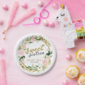Sweet 16 Blush Floral Pink Butterfly Pappteller (Party)