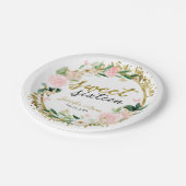 Sweet 16 Blush Floral Pink Butterfly Pappteller (Schrägansicht)