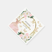 Sweet 16 Blush Floral Pink Dress Butterfly Serviette (Ecke)