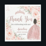 Sweet 16 Blush Floral Rose Gold Brown Princess Serviette<br><div class="desc">Personalize these lovely blush floral rose gold party napkins / serviettes easily and quickly, simply press the Edit Using Design Tool button to further re-arrange and format the style and placement of the text. Perfect for Quinceanera, Sweet 16, 18th birthday, birthday party, bridal shower, bat mitzvah and many more occasions!...</div>