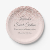 Sweet 16 Blush Glitzer Paper Birthday Party Teller (Vorderseite)
