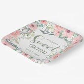 Sweet 16 Blush Pink Blume Blätter Name Datum Pappteller (Gewinkelt)