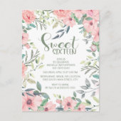 Sweet 16 Blush Pink Blume Sage Green Blätter Postkarte (Vorderseite)