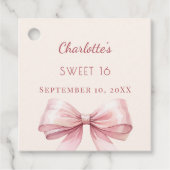 Sweet 16 blush pink bow ivory DIY Geschenkanhänger (Vorderseite)