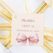 Sweet 16 blush pink bow ivory DIY Geschenkanhänger